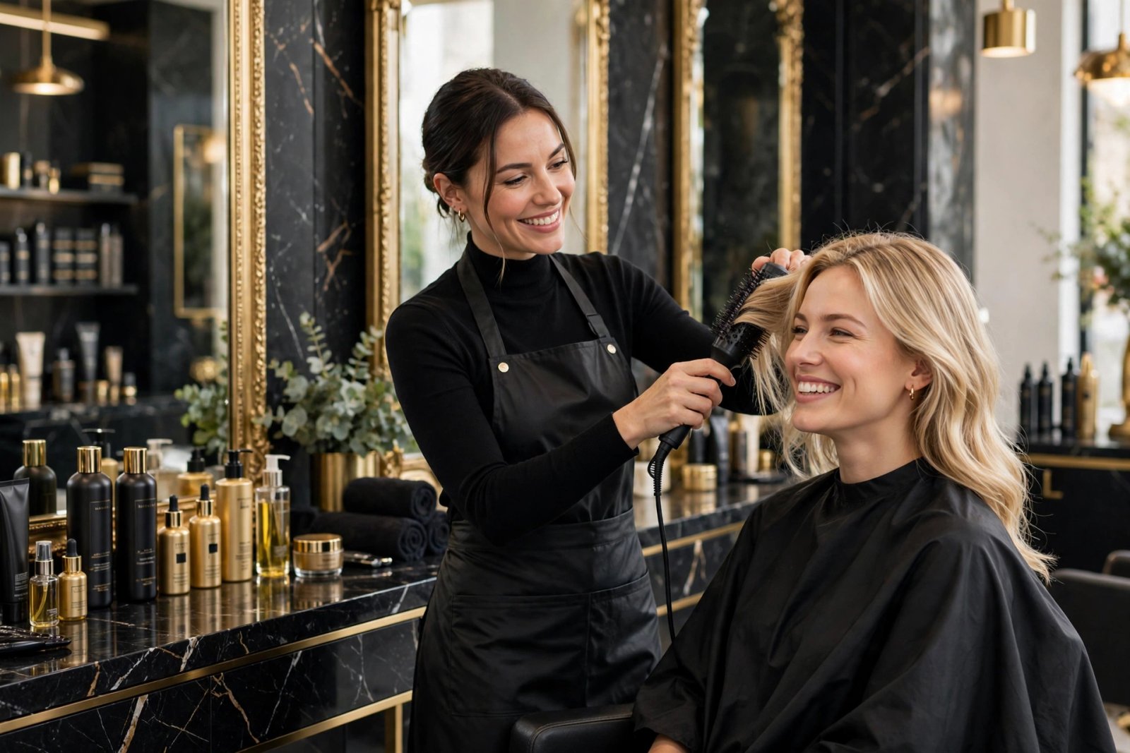 Professional barber cutting hair